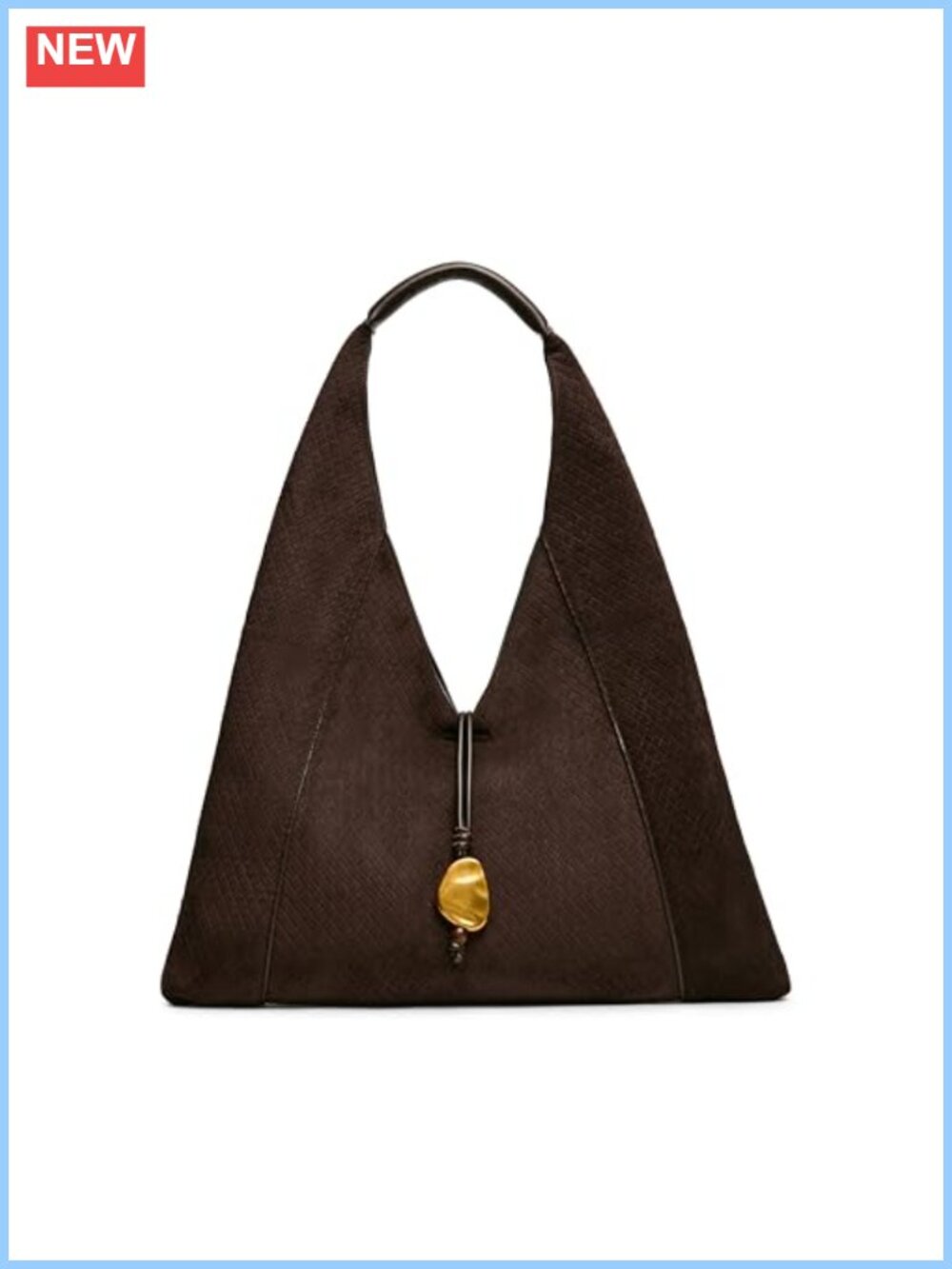 Faux Suede Hobo Shoulder Bag Snap Closure Lined Interior